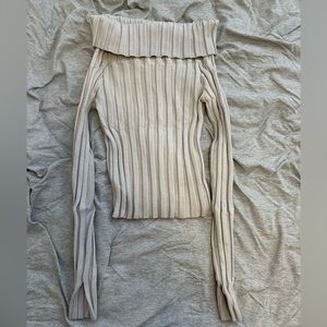 Zara Beige Ribbed Turtleneck Sweater